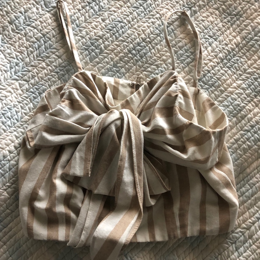 Brown and white striped JOA crop top